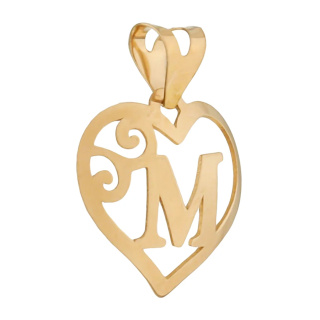 آویز گردنبند طلا 18 عیار زنانه طرح حرف لاتین M و قلب مدل MM1474 - 01