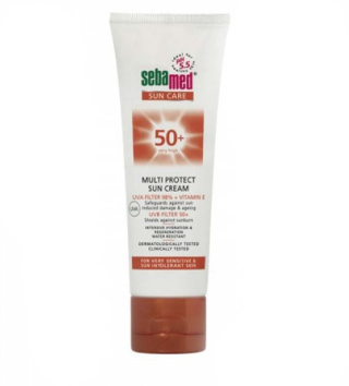 کرم ضد آفتاب بی رنگ سبامد با SPF50 مناسب انواع پوست حجم 75 میلی لیتر