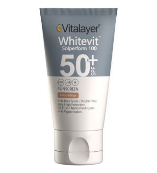 کرم ضد آفتاب ویتالیر مدل Whitevit با SPF50 رنگ نچرال بژ حجم 40 میلی لیتر