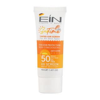 کرم ضد آفتاب بژ طلایی با SPF50 مناسب انواع پوست حجم 40 میلیلیتر ای آی ان