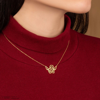 گردنبند طلا 18 عیار زنانه با زنجیر حلقه ای فلامینگو طرح مهر مادری مدل MM1107 - 05
