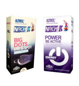 پک کاندوم BIG DOTS به همراه کاندوم Power Be Active ناچ کدکس