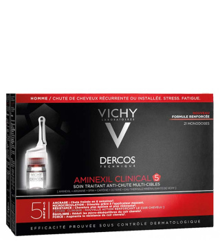 محلول مو ضد ریزش ویشی مدل Aminexil Clinical 5 بسته 21 عددی مناسب آقایان