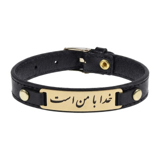 دستبند طلا 18 عیار مردانه با بند چرمی مدل MB0347 مهر گالری