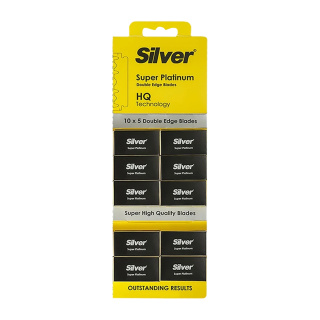 تیغ اصلاح یدک سنتی مدل Super Platinum مجموعه 10 بسته 5 عددی سیلور
