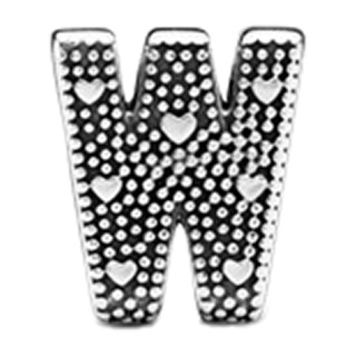 چارم آویز نقره مدل مهره ای حرف W الفبا پاندورا - 01