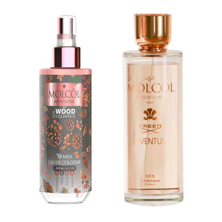 پک هدیه روز مرد 2 عددی شامل بادی اسپلش مدل He Wood Dsquared و ادوپرفیوم مدل Creed Aventus مولکول نیویورک