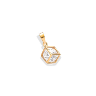 پلاک طلا 18 عیار مدل مکعب و سنگ 1 ماوی گالری