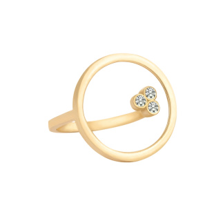 انگشتر طلا مدل دایره سه سنگ سایز52 بان - 01