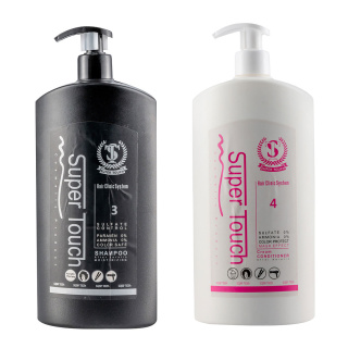 پک شامپو کراتینه مدل Moisturizing و ماسک مو ترمیم کننده مناسب مو کراتین شده سوپر تاچ