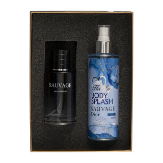 پک 2 عددی ادوپرفیوم مردانه مدل Sauvage Dior و بادی اسپلش مردانه مدل Sauvage Dior هات لاو