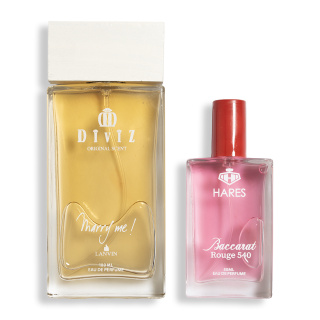 پک 2 عددی ادوپرفیوم مدل Baccarat Rouge حجم 50 میلی لیتر و ادوپرفیوم مدل Lanvin Marry حجم 100 میلی لیتر حارث