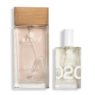 پک 2 عددی ادوپرفیوم مدل Molecule حجم 50 میلی لیتر و ادوپرفیوم زنانه مدل Gucci Flora حجم 100 میلی لیتر حارث