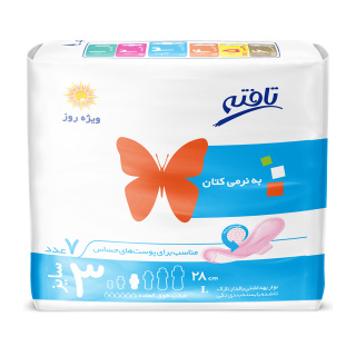 نوار بهداشتی بالدار ویژه روز نازک مناسب پوست حساس پروانه نارنجی 7 عددی تافته
