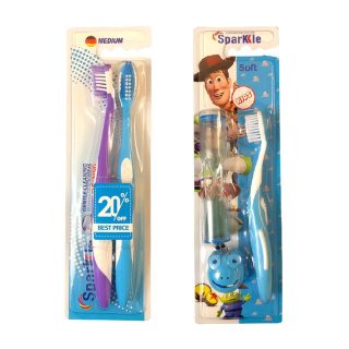 مسواک اسپارکل مدل Toy S9 با برس متوسط مجموعه 3 عددی