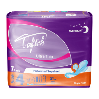 نوار بهداشتی بالدار خیلی نازک ویژه شب با رویه مشبک 7عددی کد 8460 تافته - 01