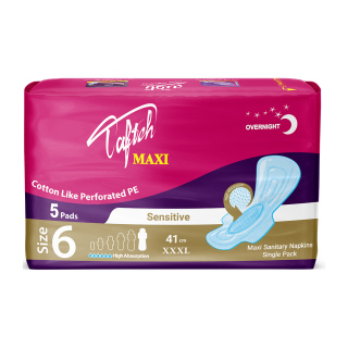 نوار بهداشتی بالدار ویژه شب ماکسی به نرمی کتان برای پوست حساس 5عددی تافته - 01