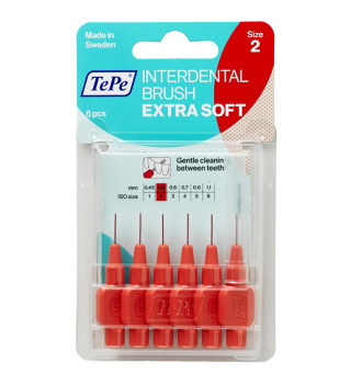 مسواک بین دندانی مدل ExtraSoft با برس بسیار نرم سایز 2 بسته 6 عددی ته په