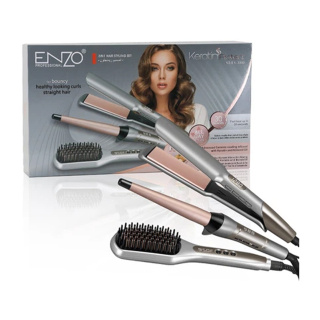 ست سه تیکه کراتین اتو مو ، برس حرارتی و فرکننده مخروطی انزو مدل EN-3885 - 02
