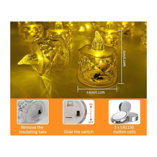 شمع ال ای دی مدل کریستالی شفاف طرح Diamond مجموعه 24 عددی - 02