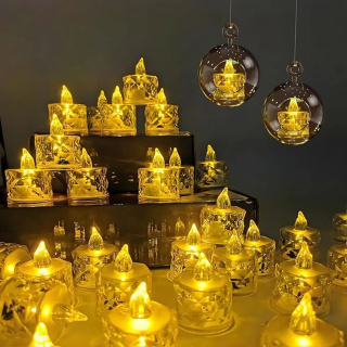 شمع ال ای دی مدل کریستالی شفاف طرح Diamond مجموعه 24 عددی - 01