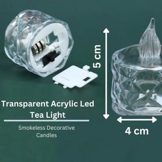 شمع ال ای دی مدل کریستالی شفاف طرح Diamond مجموعه 6 عددی - 01