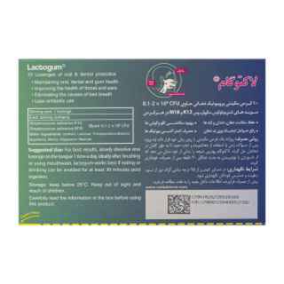 پک 2 عددی قرص لاکتوگام با طعم نعنا بسته 10 عددی زیست تخمیر - 03