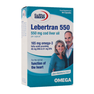 پک 4 عددی کپسول امگا 3 مدل Lebertran 550 بسته 60 عددی یوروویتال - 01