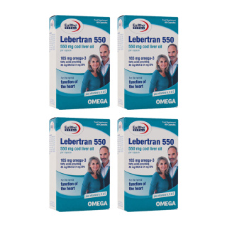 پک 4 عددی کپسول امگا 3 مدل Lebertran 550 بسته 60 عددی یوروویتال