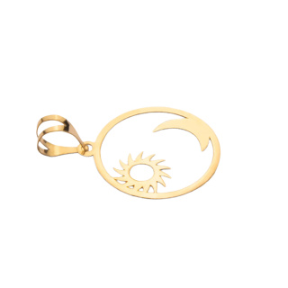 آویز گردنبند طلا 18 عیار زنانه طرح ماه و خورشید کد MM2163 - 01