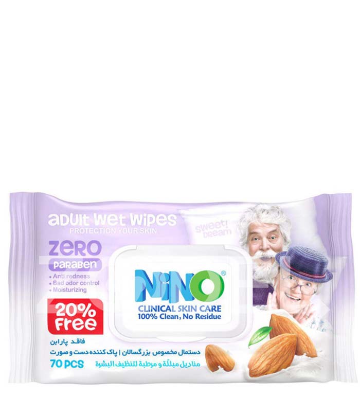 دستمال مرطوب دست و صورت بزرگسالان درب دار نینو نمای ۲