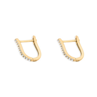 گوشواره طلا 18 عیار مدل کلیپسی یو نگینی