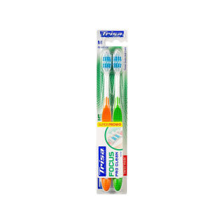 مسواک مدل Focus Pro Clean با برس متوسط بسته 2 عددی تریزا
