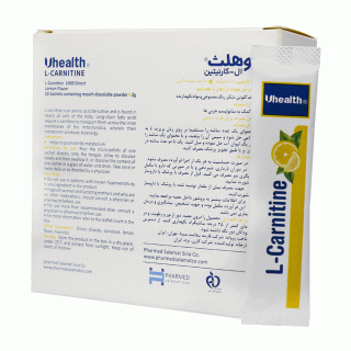 ساشه خوراکی ال کارنیتین یو هلث 1000 با طعم لیمو بسته 20 عددی - 01