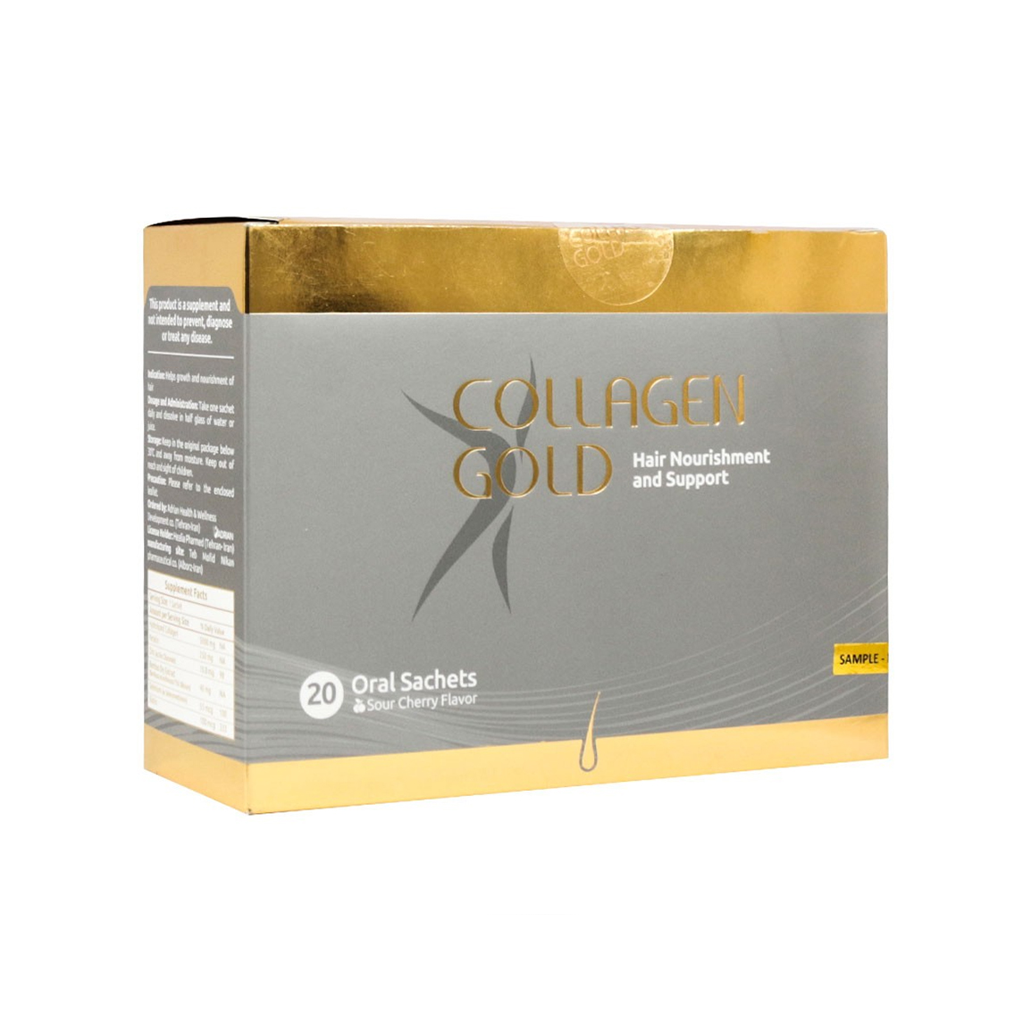 ساشه کلاژن مدل Colagen Gold مخصوص مو با طعم آلبالو بسته 20 عددی