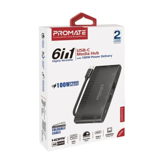 هاب USB C مدل MEDIAHUB C6 با 6 درگاه خروجی پرومیت - 01