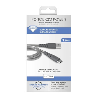 کابل شارژ تقویت شده فورس مدل USB A به USB C طول 1.2 متر - 01