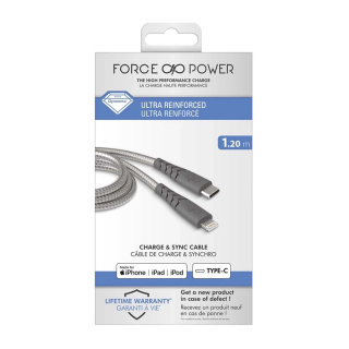 کابل شارژ فورس مدل تقویت شده USB C به لایتنینگ طول 1.2 متر - 01