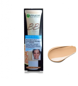 بی بی کرم رنگ متوسط SPF 20 مناسب پوست چرب و مختلط 40 میل ساخت ترکیه گارنیر