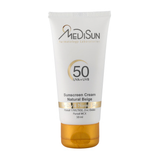 کرم ضد آفتاب رنگی مدیسان با SPF50 مناسب پوست نرمال و خشک حجم 50 میلی لیتر
