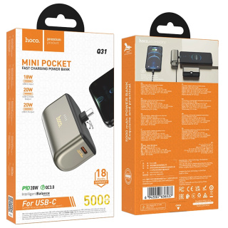 پاوربانک 20 وات فست شارژ هوکو مدل Q31 TYPE-C ظرفیت 5000 میلی آمپرساعت - 02