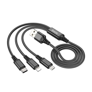 کابل شارژ USB-A TO IPHONE و MICRO و USB-C مدل X76 هوکو