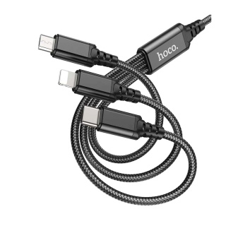 کابل شارژ USB-A TO IPHONE و MICRO و USB-C مدل X76 هوکو - 01