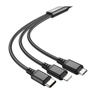 کابل شارژ USB-A TO IPHONE و MICRO و USB-C مدل X76 هوکو - 02