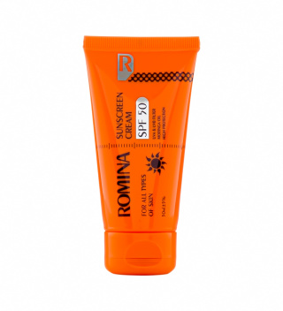 کرم ضد آفتاب بی رنگ رومینا با SPF50 مناسب انواع پوست حجم 50 میلی لیتر