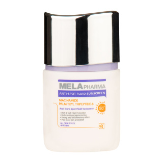 ضد آفتاب بی رنگ فلوئیدی ضد لک مدل Mela Pharma با SPF50 حجم 30 میلی لیتر مای فارما