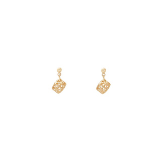 گوشواره طلا 18عیار مدل گوی و مکعب فیوژن