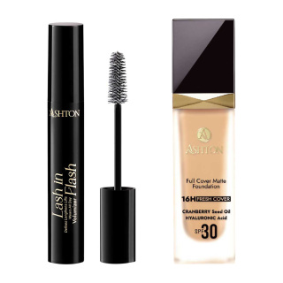 پک دو عددی ریمل حجم دهنده مدل Lash In Flash حجم 15 میلی لیتر و کرم پودر فول کاور با Spf30 حجم 30 میلی لیتر شماره 38 اشتون