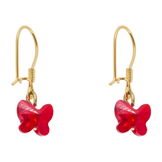 گوشواره طلای 18 عیار مدل ME0770 طرح سنگ سواروسکی پروانه قرمز مهر گالری - 01