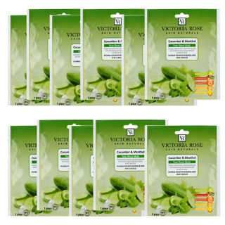 ماسک ورقه ای صورت وکتوریا رز مدل Cucumber And Menthol وزن 25 گرم بسته 10 عددی